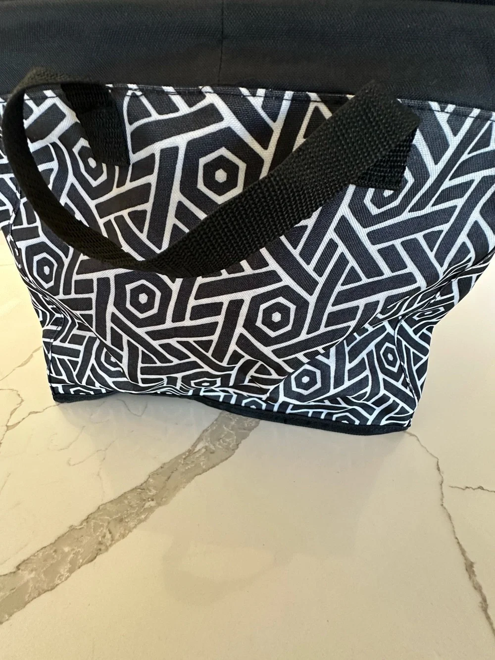 DSW Black & White Insulated Collapsable XL Geometric Tote Bag Set